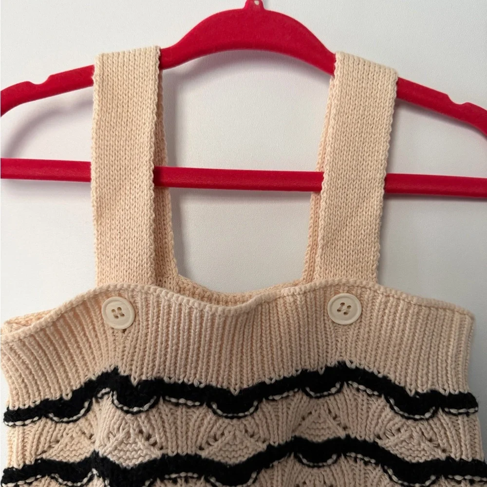 Toddler Cream and Black Striped Knit Cardigan Set - Picture 6 of 12